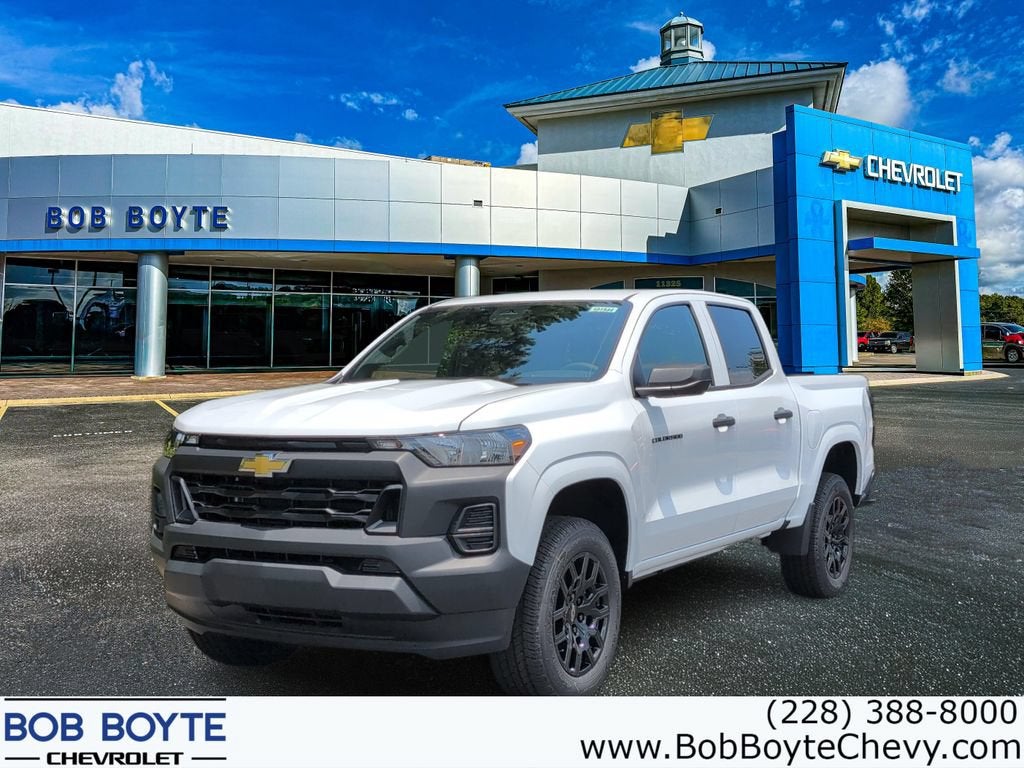 2026 Chevrolet Colorado WT in Summit White — front three-quarter view
