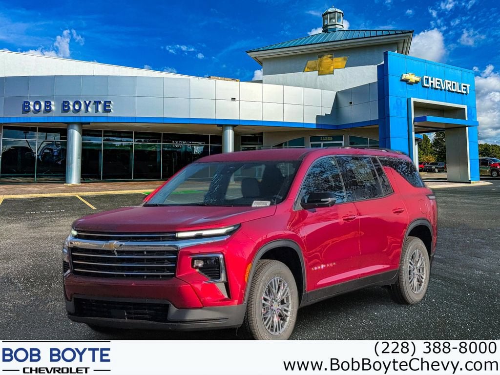 2026 Chevrolet Traverse LT in Radiant Red Tintcoat — front three-quarter view