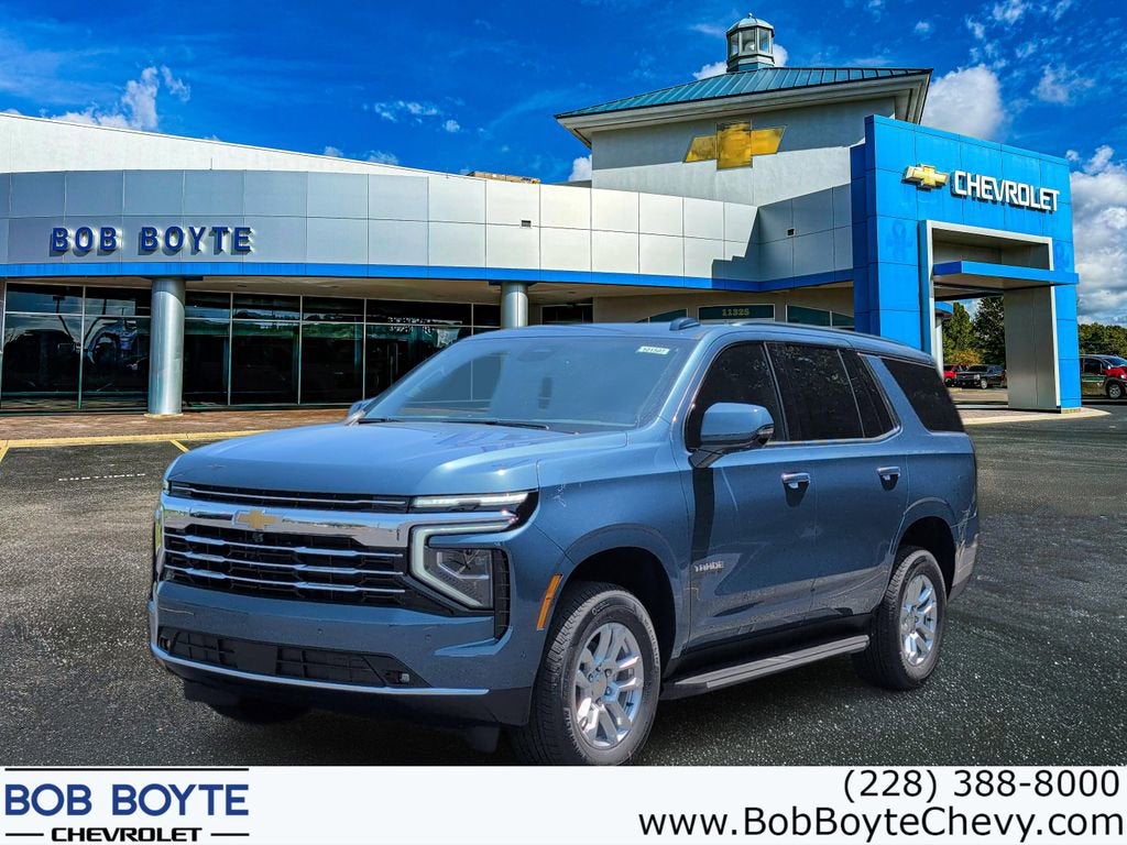 2026 Chevrolet Tahoe LT in Lakeshore Blue Metallic — front three-quarter view