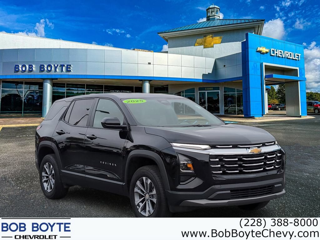 2025 Chevrolet Equinox LT in Mosaic Black Metallic — front three-quarter view