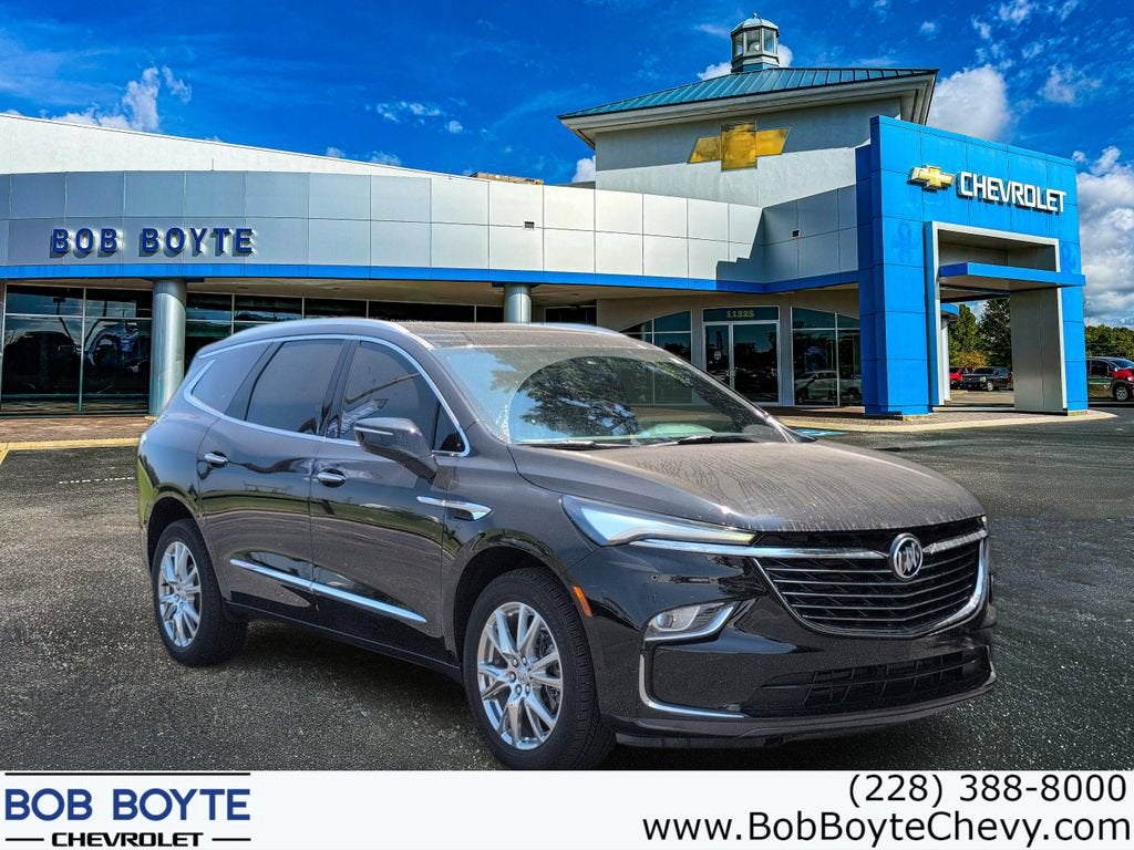 2023 Buick Enclave Essence in Ebony Twilight Metallic — front three-quarter view