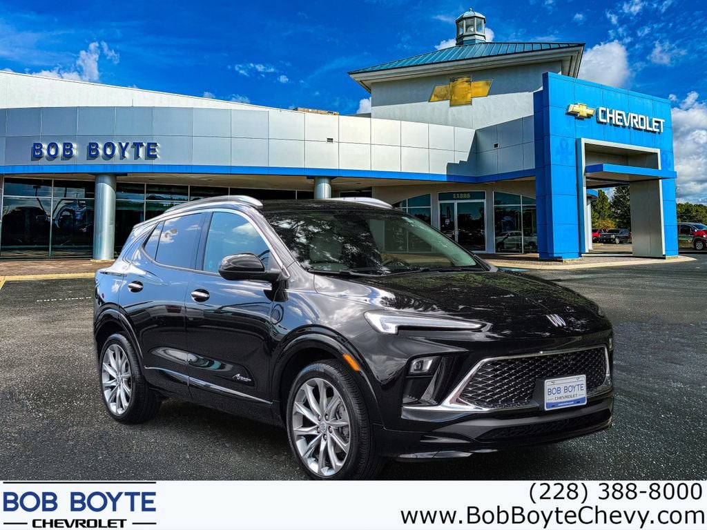 2024 Buick Encore GX Avenir in Ebony Twilight Metallic — front three-quarter view