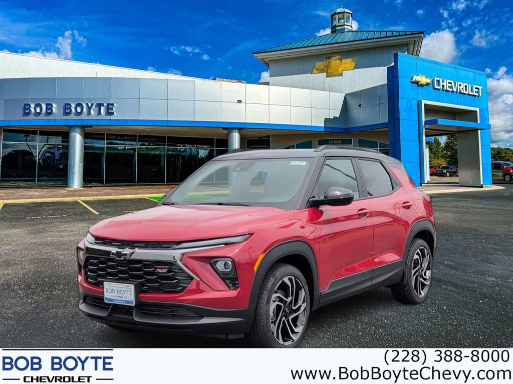 2026 Chevrolet Trailblazer RS in Apex Red — front three-quarter view